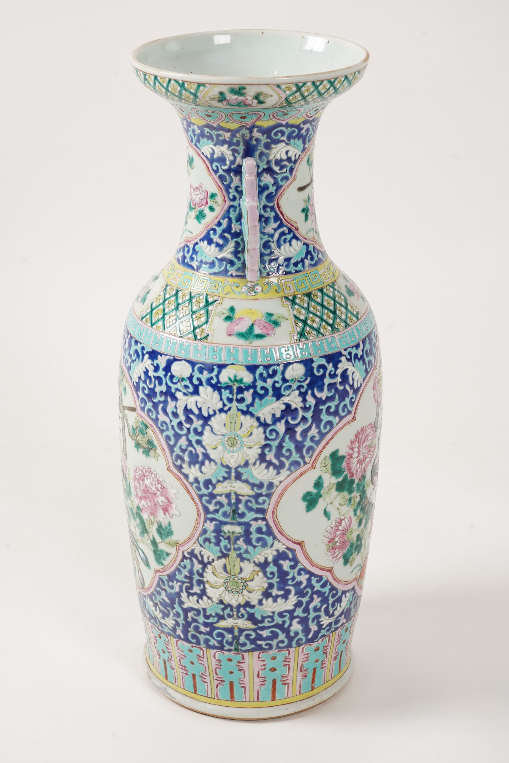 A tall Chinese famille rose ‘phoenix and peacock’ vase, late 19th century